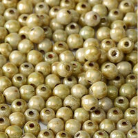 3mm Druk (Round) Bead - Chalk White Green Luster - 03000-65455