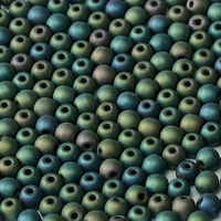 3mm Druk (Round) Bead - Jet Matted Green Iris - 23980-21155