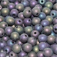 3mm Druk (Round) Bead - Jet Matted Purple Iris - 23980-21195