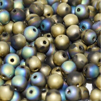 4mm Druk (Round) Bead - Crystal Glittery Amber Matted - 00030-98857