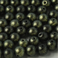4mm Druk (Round) Bead - Jet Polychrome Gold Rush - 23980-94107