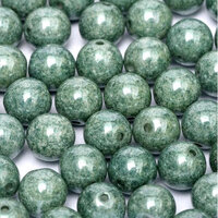 6mm Druk (Round) Bead - Chalk White Teal Luster - 03000-14459