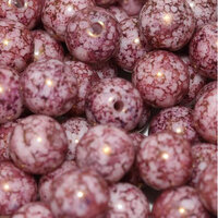 6mm Druk (Round) Bead - Chalk White Teracota Purple - 03000-15496
