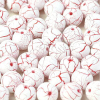 6mm Druk (Round) Bead - Ionic White / Red - 03000-24602