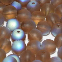 6mm Druk (Round) Bead - Smoke Topaz AB Matted - 10220-28771