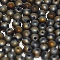 6mm Druk (Round) Bead - Jet Valentinite Full Matted - 23980-22673