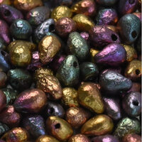Drop Bead 4mm x 6mm -  Purple Iris Gold Etched - DRP-46-01640E