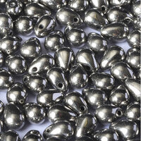 Drop Bead 4mm x 6mm - Jet Chrome Full - DRP-46-23980-27400