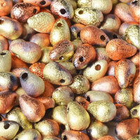 Drop Bead 4mm x 6mm - Jet California Gold Rush Etched - DRP-46-23980-98582