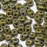 Mini Duo 2mm x 4mm - DU0453410-86805 - Opaque Dark Olive Travertine