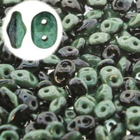 Super Duo 2.5mm x 5mm - DU0503849-14459 - Duet Black & White Green Luster