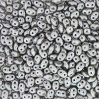 Super Duo 2.5mm x 5mm - DU0525028 - Pastel Light Grey / Silver