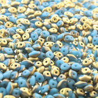 Super Duo 2.5mm x 5mm - DU0563030-26471 - Matte Opaque Turquoise Blue Fools Gold