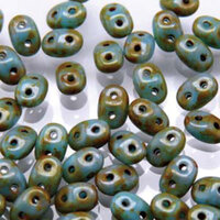 Super Duo 2.5mm x 5mm - DU0563030-86805 - Turquoise Blue Dark Travertine