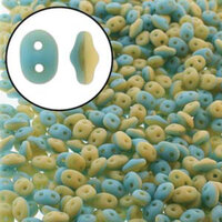 Super Duo 2.5mm x 5mm - DU0563032-84110 - Matte Duet Opaque Blue Turquoise Ivory 