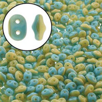 Super Duo 2.5mm x 5mm - DU0563032 - Duet Opaque Blue Turquoise Ivory 