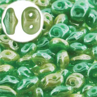 Super Duo 2.5mm x 5mm - DU0563132-14400 - Duet Opaque Green Turquoise Ivory Luster