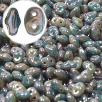Super Duo 2.5mm x 5mm - DU0563132-15001 - Duet Opaque Green Turquoise Ivory Nebula