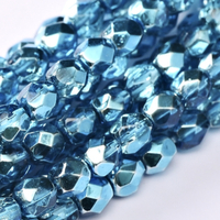 2mm Fire Polish Bead - Crystal Aqua Metallic Ice - 00030-67675