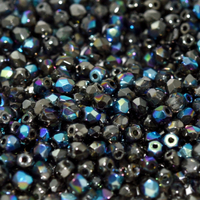 3mm Fire Polish Bead - Crystal Glittery Graphite - 00030-98555