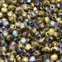 3mm Fire Polish Bead - Crystal Etched Glittery Amber - 00030-98557E