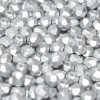 3mm Fire Polish Bead - Alabaster Metallic Silver - 02010-29405