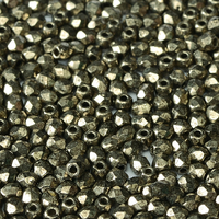 3mm Fire Polish Bead - Jet Antique Chrome - 23980-18549
