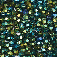 3mm Fire Polish Bead - Jet Green Iris - 23980-21455
