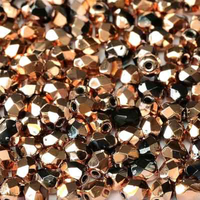 3mm Fire Polish Bead - Jet Capri Gold Full - 23980-27100