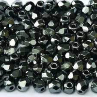 3mm Fire Polish Bead - Jet Vacuum Hematite Full - 23980-27200