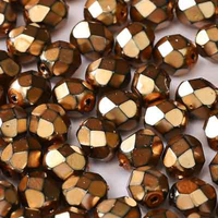 3mm Fire Polish Bead - Jet Heavy Metal Beige - 23980-34125