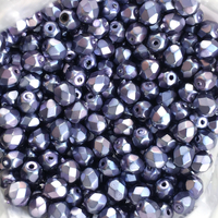 3mm Fire Polish Bead - Jet Heavy Metal Persian Blue - 23980-34157