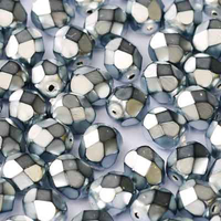 3mm Fire Polish Bead - Jet Heavy Metal Silver - 23980-34400