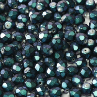 3mm Fire Polish Bead - Jet Heavy Metal Turquoise - 23980-34446