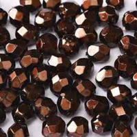 3mm Fire Polish Bead - Jet Heavy Metal Dark Sienna - 23980-34469