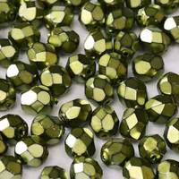 3mm Fire Polish Bead - Jet Heavy Metal Green Apple - 23980-34544