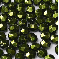 3mm Fire Polish Bead - Jet Heavy Metal Hunter Green - 23980-34549