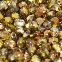 4mm Fire Polish Bead - Crystal Sunny Magic Gold - 00030-98002