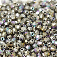 4mm Fire Polish Bead - Crystal Glittery Argentic - 00030-98554