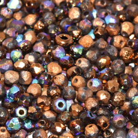 4mm Fire Polish Bead - Crystal Etched Glittery Bronze - 00030-98556E