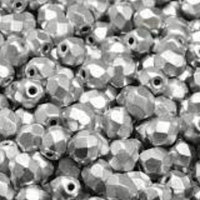 4mm Fire Polish Bead - Aluminium Silver  - 01700