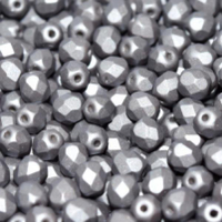 4mm Fire Polish Bead - Alabaster Metallic Steel - 02010-29403