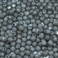 4mm Fire Polish Bead - Chalk White Grey Luster - 03000-14449