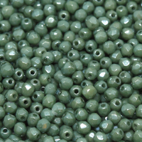 4mm Fire Polish Bead - Chalk White Teal Luster - 03000-14459