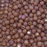 4mm Fire Polish Bead - Chalk White Red Luster - 03000-14495
