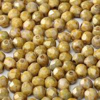 4mm Fire Polish Bead - Chalk White Terracotta Brown - 03000-15635