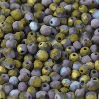 4mm Fire Polish Bead - Opaque Lilac Etched Golden Rainbow - 23020-98586