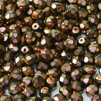 4mm Fire Polish Bead - Jet Polynesian - Jet Copper Rose - 23980-19054