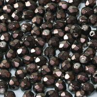 4mm Fire Polish Bead - Jet Polynesian - Jet Mauve Rose - 23980-19064
