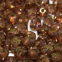 6mm Fire Polish Bead - Crystal Lila Gold Luster - 00030-15695
